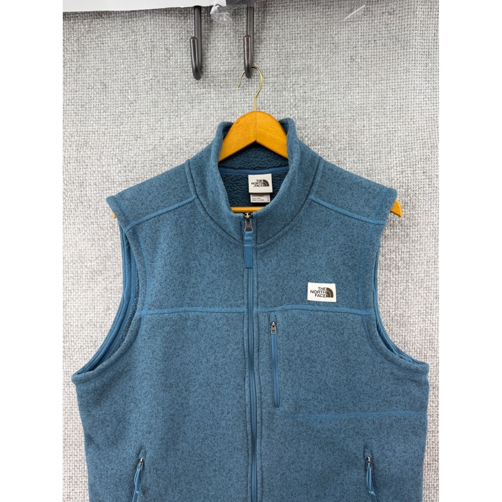 The North Face Mens L Mallard Blue Gordon Lyons Full Zip‎ Fleece Vest Hiking